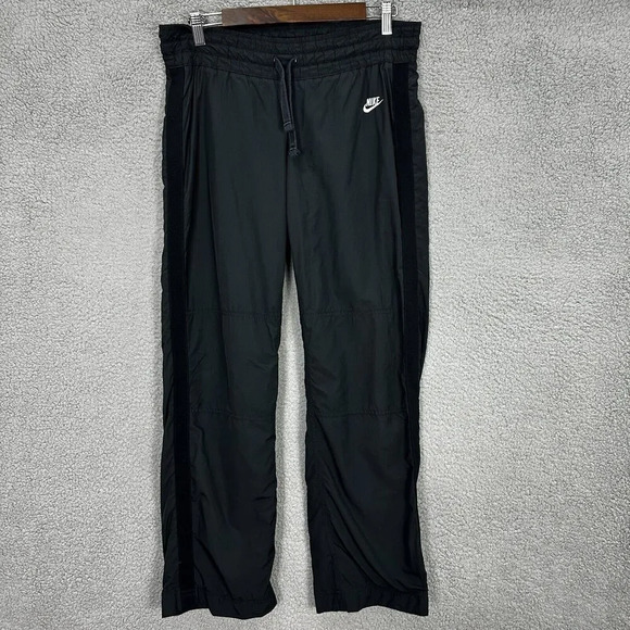 Nike Sportswear Track Pants‎ Mens Small Black Spell Out Logo Swoosh Vtg 90s - Picture 1 of 7